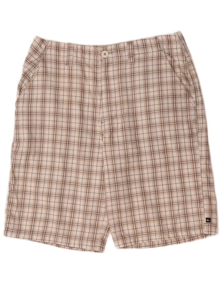 Quiksilver Mens Graphic Chino Shorts Medium W32 Beige Check Polyester