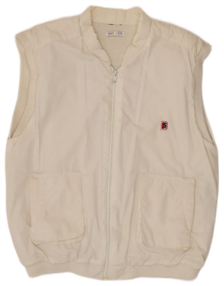 Smasher Mens Sleeveless Tracksuit Top Jacket Large White Polyester