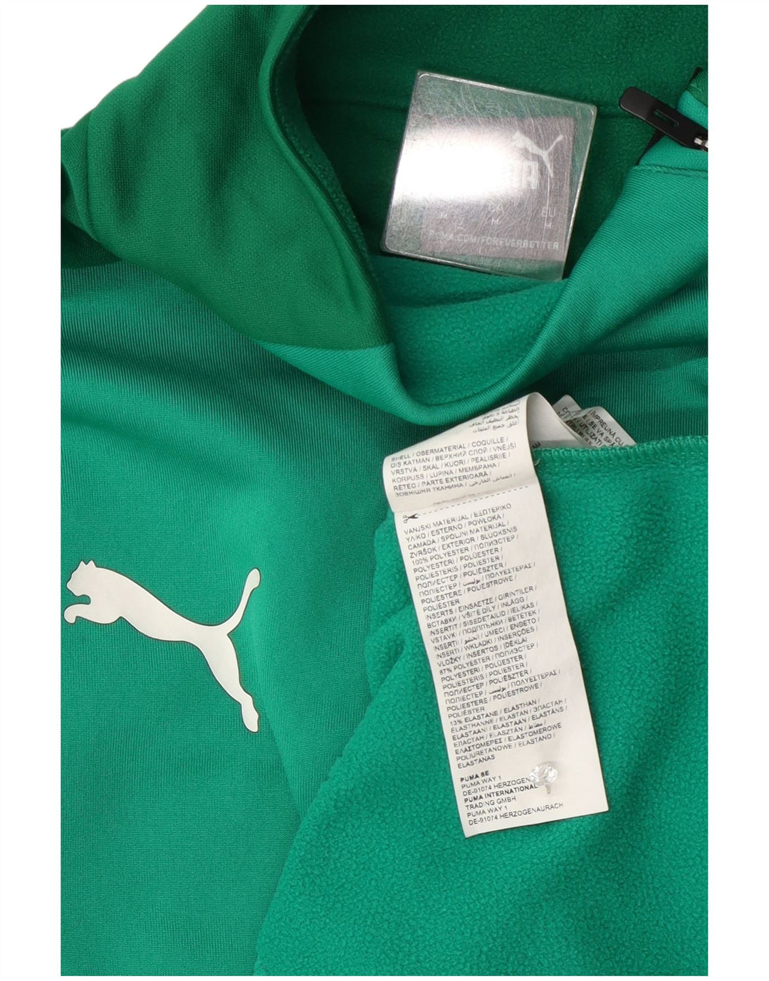 Puma Mens Zip Neck Sweatshirt Jumper Medium Green Colourblock Polyester