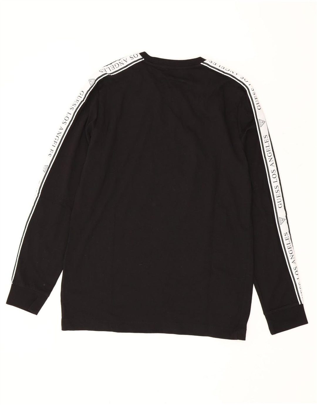 GUESS Mens Graphic Top Long Sleeve Medium Black Colourblock Cotton