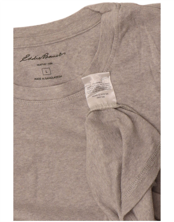 EDDIE BAUER Womens Top Long Sleeve UK 14 Large Grey Cotton