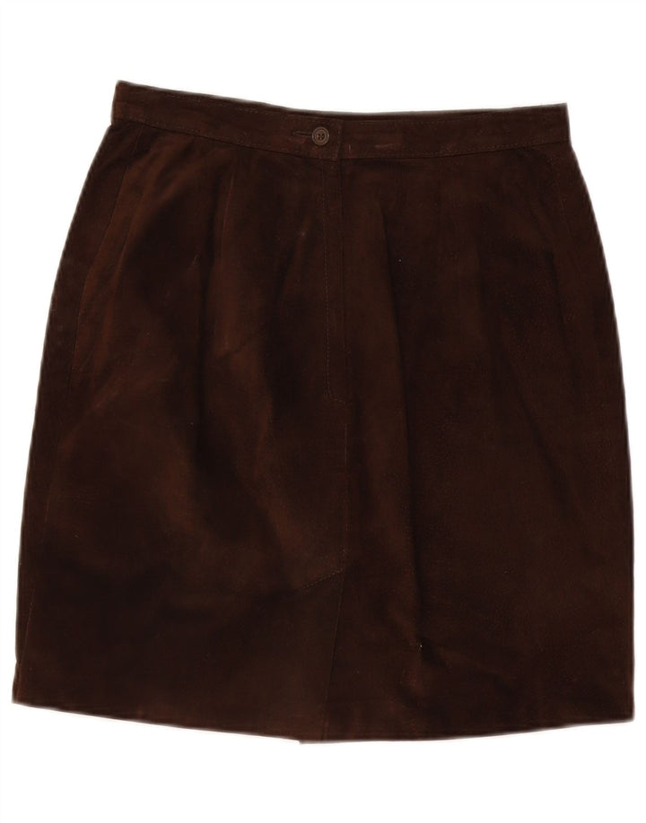 Vintage Womens Suede Skirt IT 44 Medium W28 Brown Leather