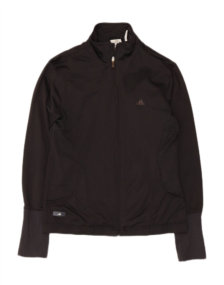 ADIDAS Womens Tracksuit Top Jacket UK 14 Medium  Black Polyester