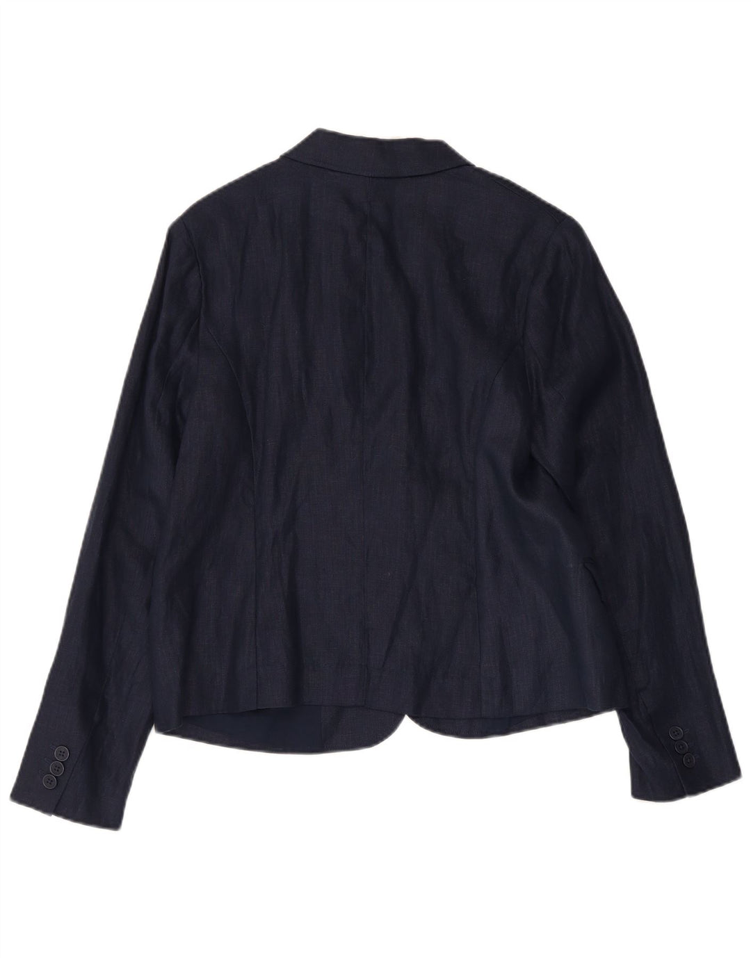 Monsoon Womens 1 Button Blazer Jacket UK 14 Large Navy Blue Linen