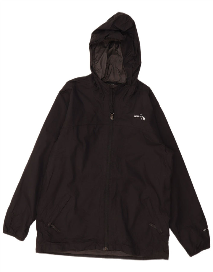 THE NORTH FACE Boys Hooded Rain Jacket 11-12 Years Large Black Polyester