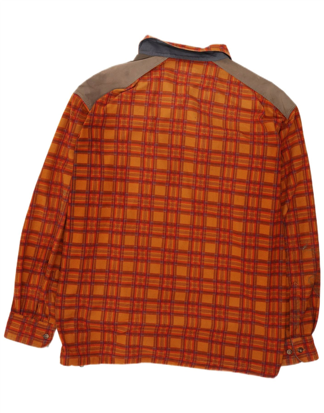 BAILO Mens Loose Fit Flannel Shirt Large Orange Check