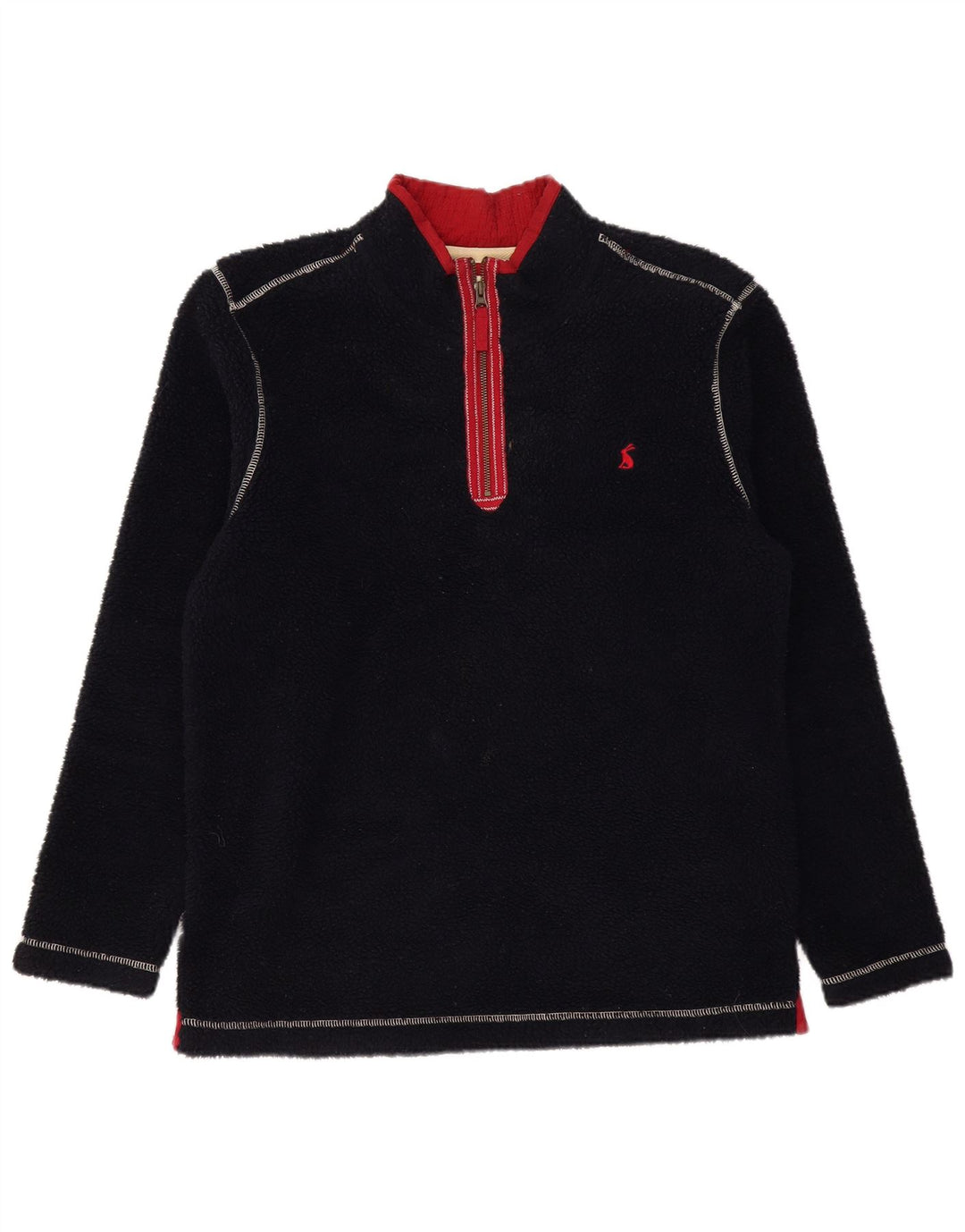 JOULES Mens Zip Neck Fleece Jumper Large Black Polyester
