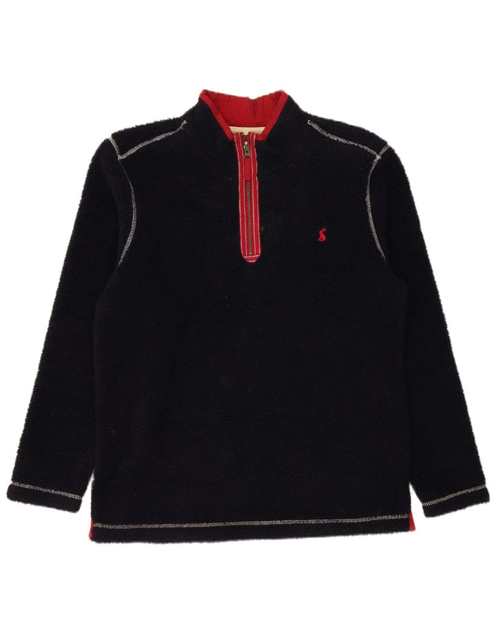 JOULES Mens Zip Neck Fleece Jumper Large Black Polyester
