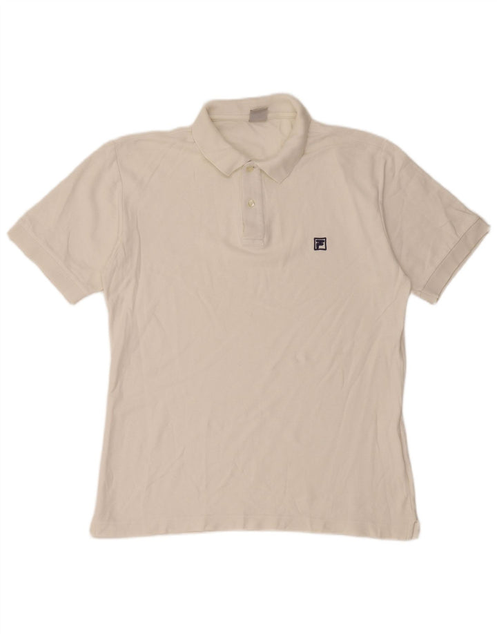 Fila Mens Polo Shirt IT 50 Medium White Cotton
