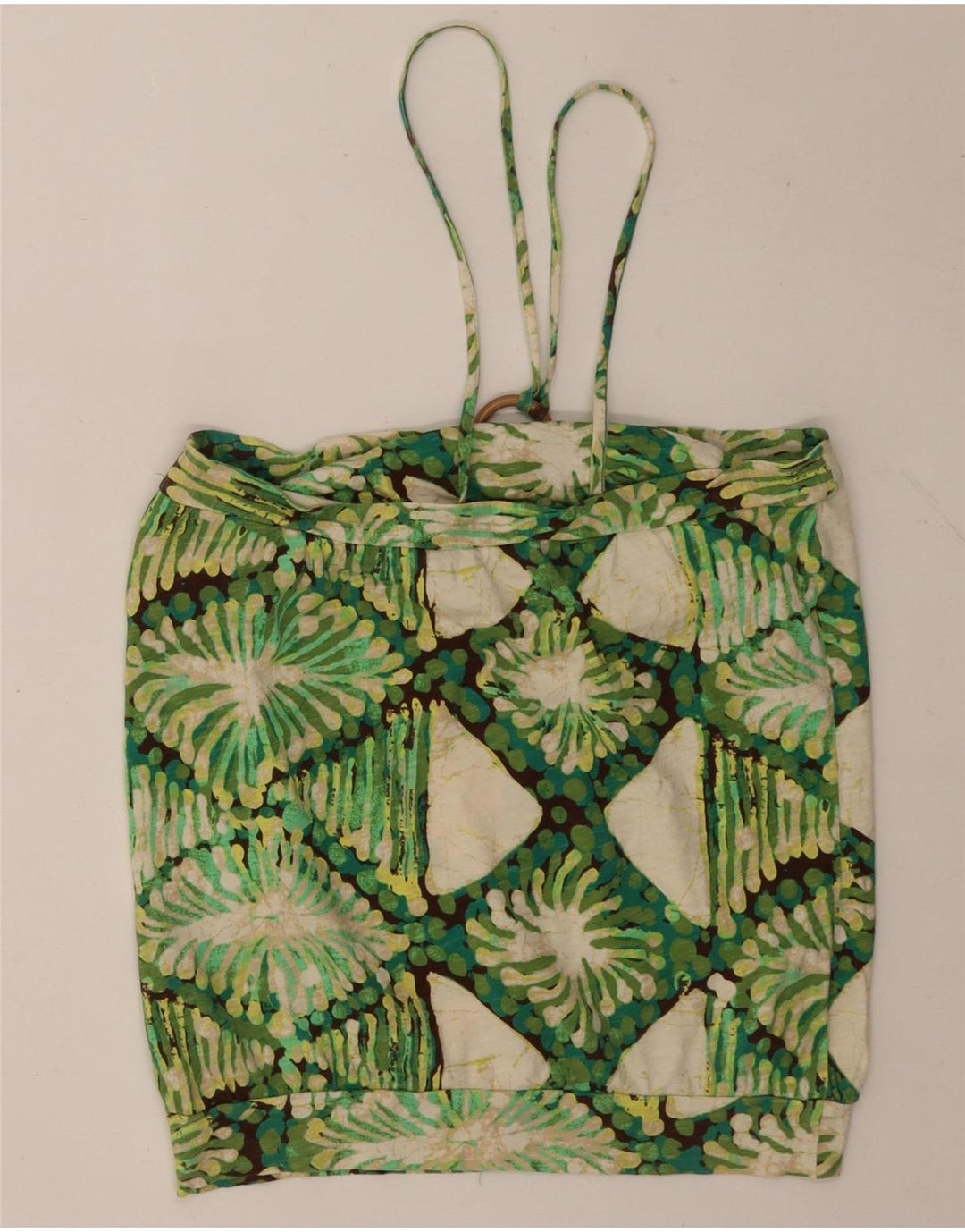 Gap Womens Crop Halter Top UK 12 Medium Green Argyle/Diamond Cotton