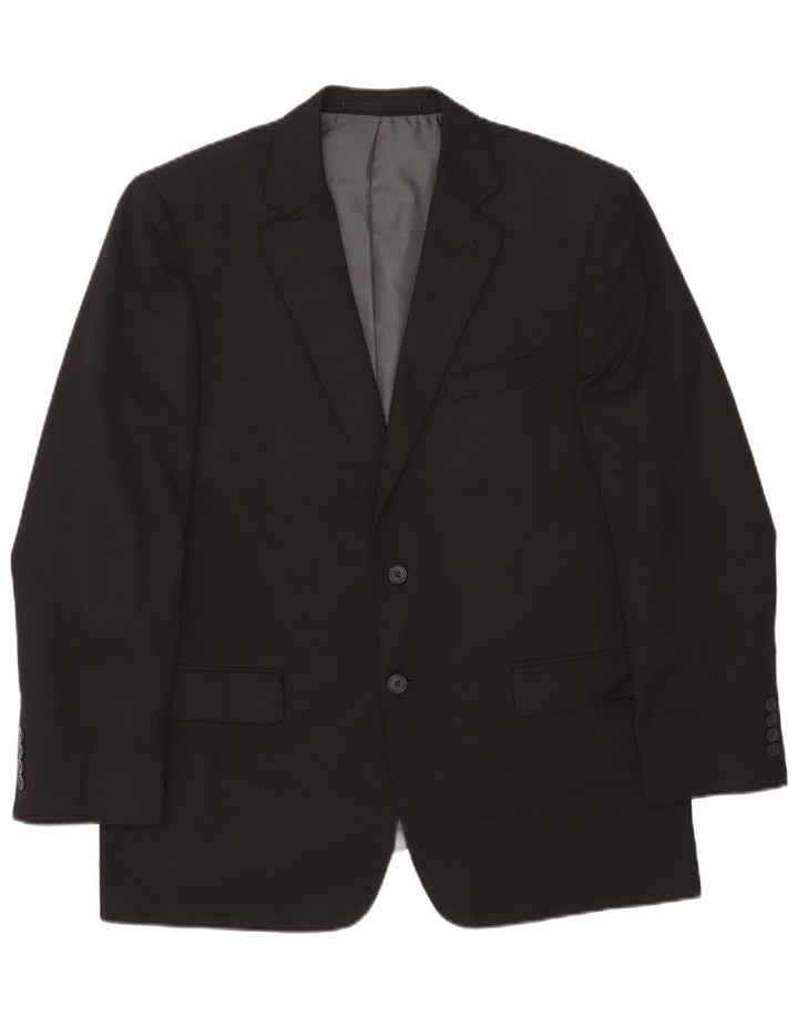 Marks & Spencer Mens 2 Button Blazer Jacket UK 42 Large Black Polyester