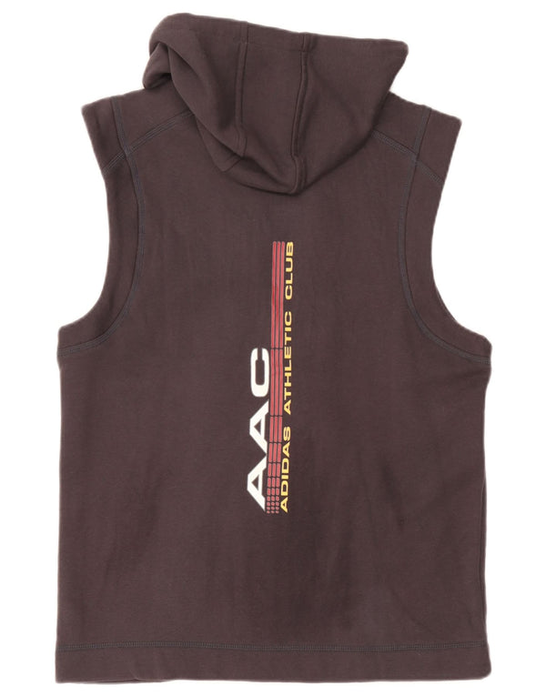 Adidas Mens Graphic Sleeveless Hoodie Jumper Medium Grey Cotton