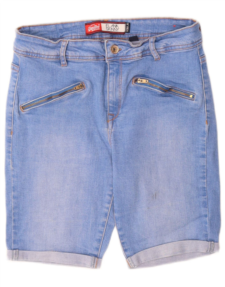 Superdry Womens Elana Skinny Denim Shorts W30 Medium Blue Cotton