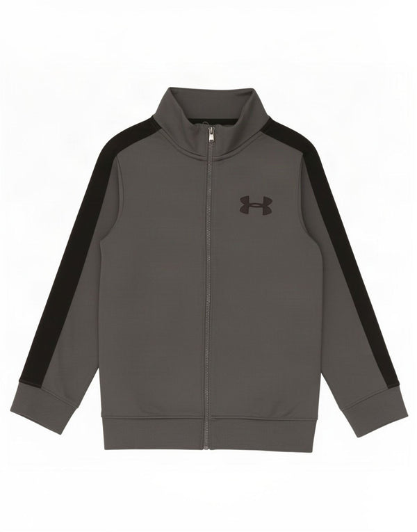 Under Armour Boys Tracksuit Top Jacket 7-8 Years Small Grey Colourblock