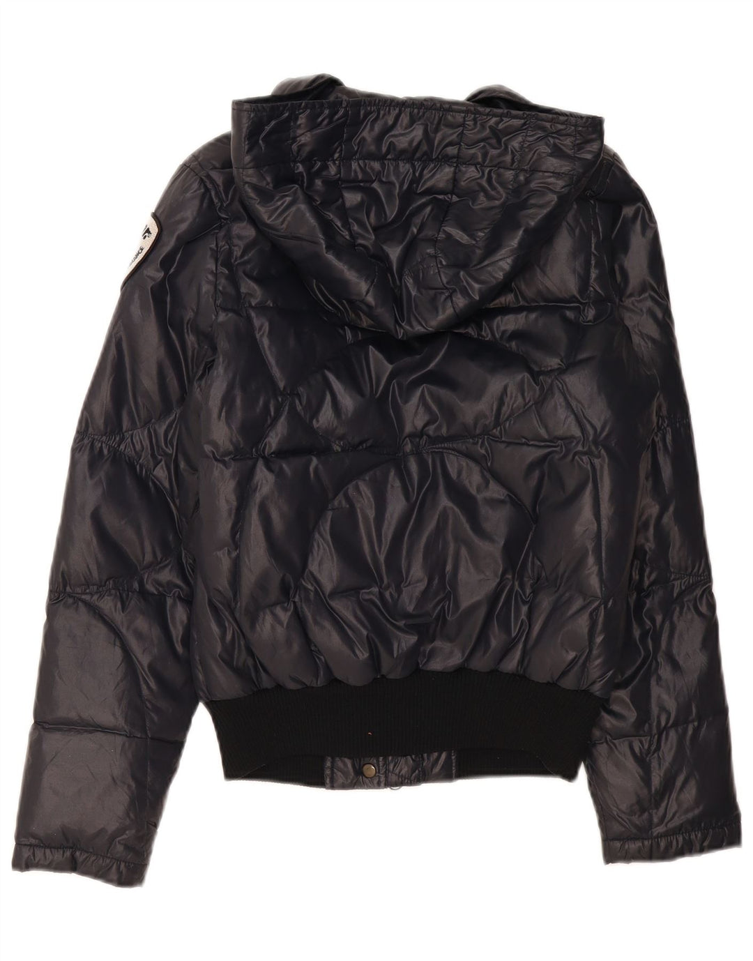 Blauer Womens Hooded Padded Jacket UK 14 Medium Navy Blue Polyamide