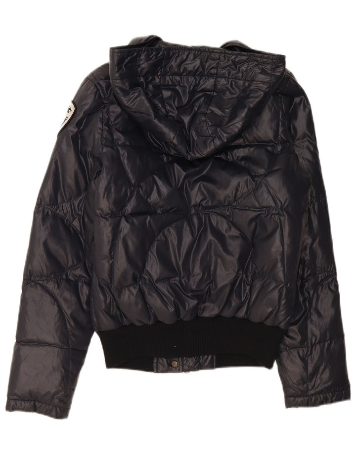 Blauer Womens Hooded Padded Jacket UK 14 Medium Navy Blue Polyamide