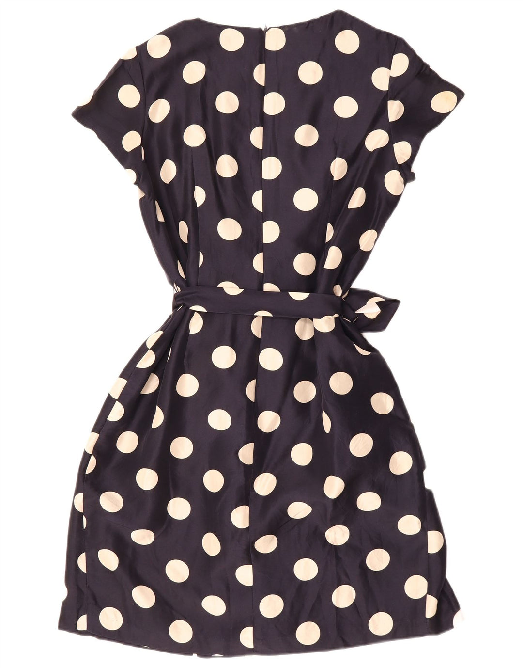PAUL COSTELLOE Womens A-Line Dress UK 16 Large Navy Blue Polka Dot Silk