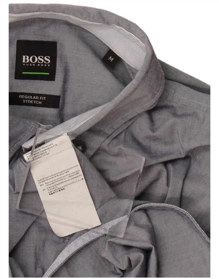 HUGO BOSS Mens Regular Fit Shirt Medium Navy Blue Cotton