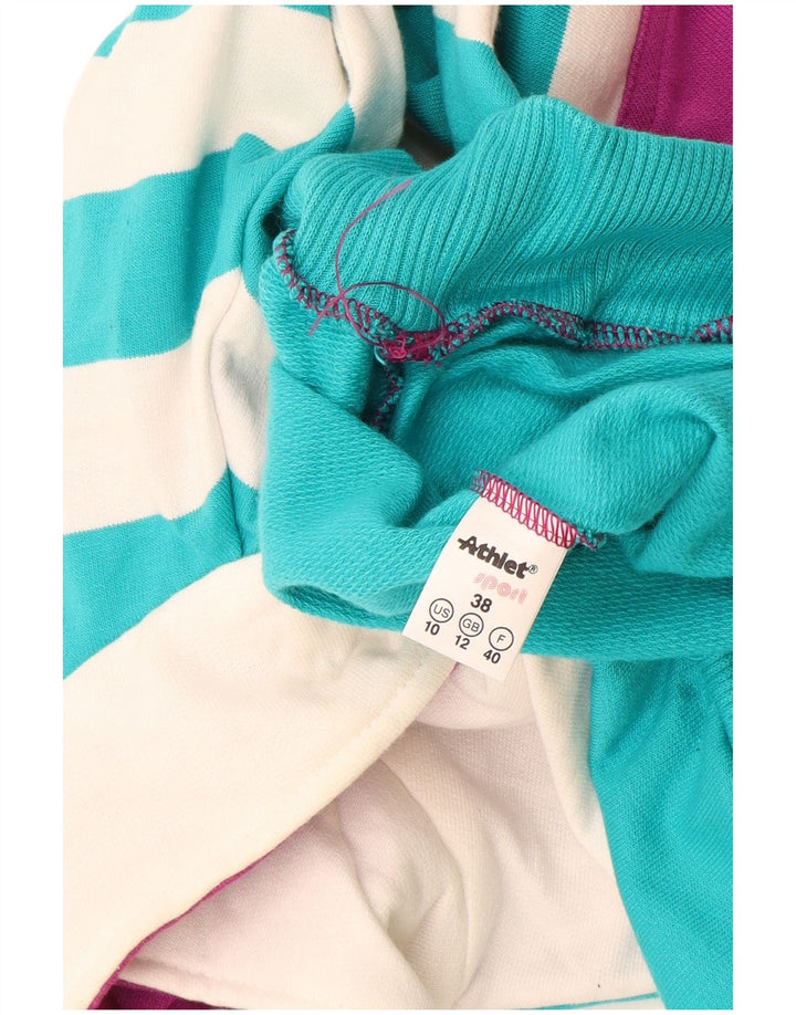 Vintage Womens Graphic Sweatshirt Jumper UK 12 Medium Blue Colourblock