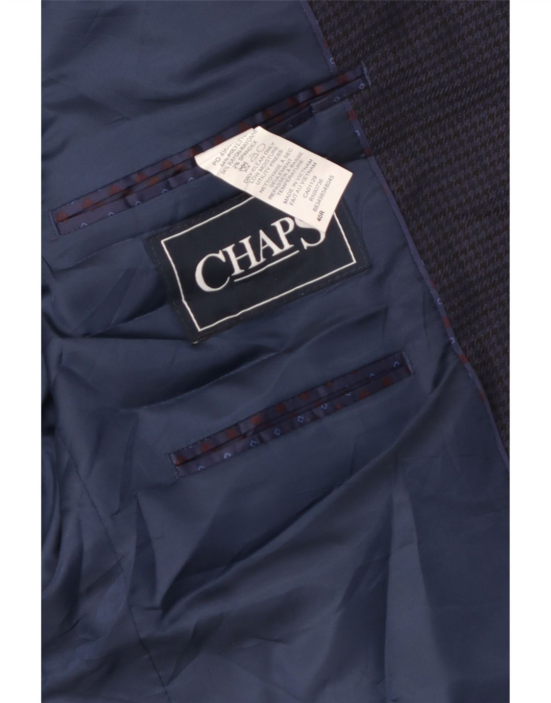 Chaps Mens 2 Button Blazer Jacket UK 40 Medium Navy Blue Houndstooth