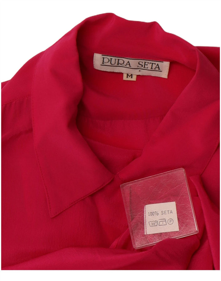 VINTAGE Womens Shirt Blouse UK 14 Medium Pink Silk