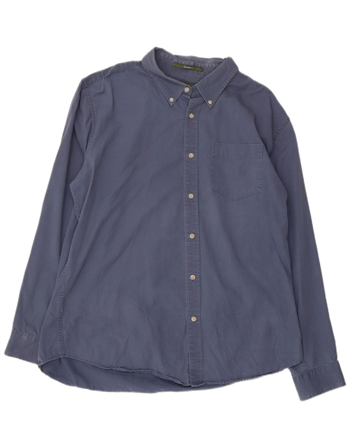 Eddie Bauer Mens Relaxed Fit Shirt Large Blue Cotton