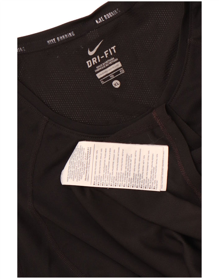 Nike Womens Dri Fit T-Shirt Top UK 18 XL Black Polyester