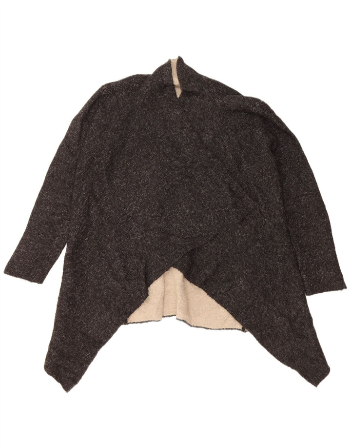 Zara Womens Open Cardigan Sweater UK 16 Large Black Acrylic