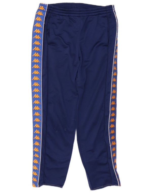 KAPPA Mens Graphic Tracksuit Trousers Small  Navy Blue Colourblock