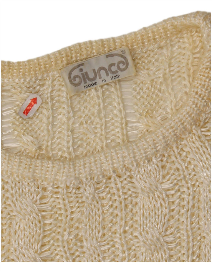 Giunco Womens Crew Neck Jumper Sweater UK 14 Medium Off White