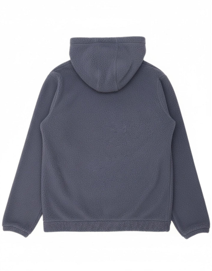 ADIDAS Womens Hooded Fleece Jumper UK 14 Medium Blue Polyester