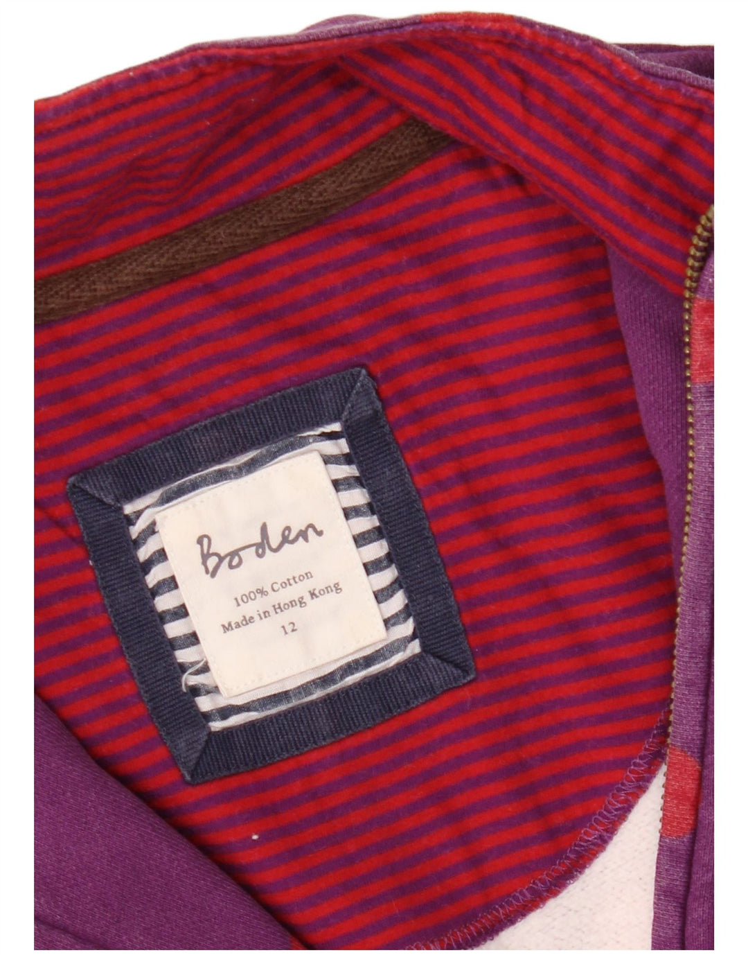 BODEN Womens Zip Neck Sweatshirt Jumper UK 12 Medium Purple Polka Dot