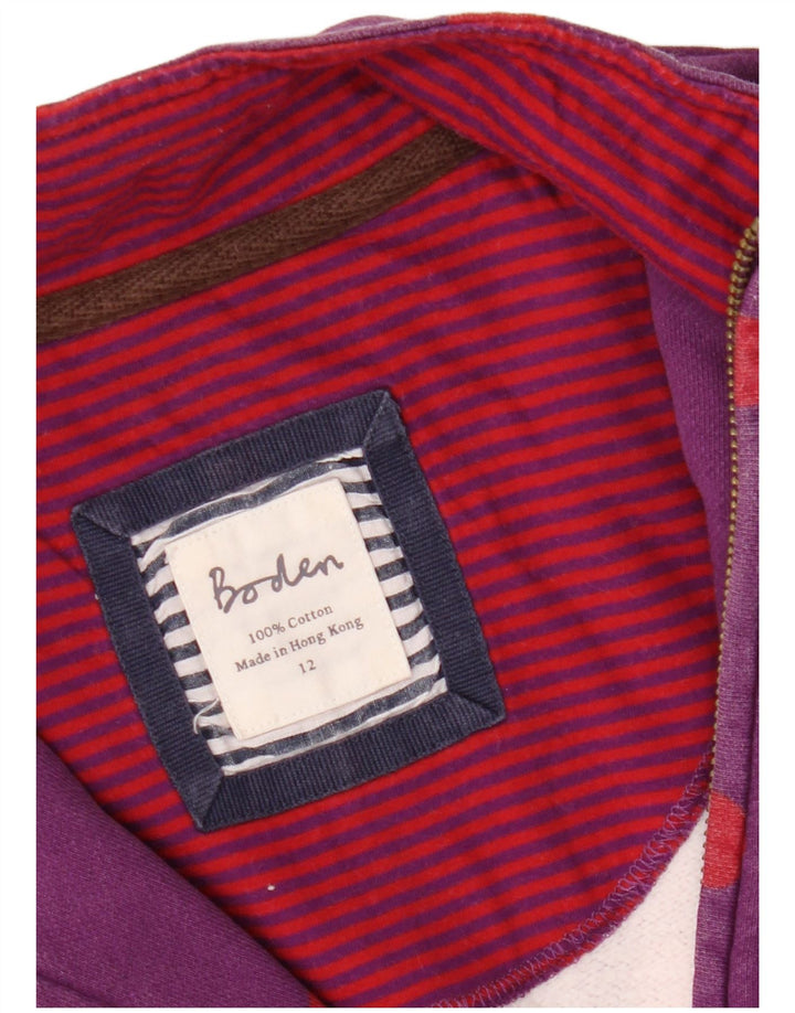 BODEN Womens Zip Neck Sweatshirt Jumper UK 12 Medium Purple Polka Dot