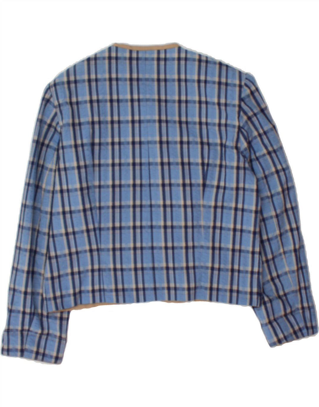 VINTAGE Womens 4 Button Blazer Jacket UK 14 Medium Blue Check Vintage Vintage and Second-Hand Vintage from Messina Hembry 