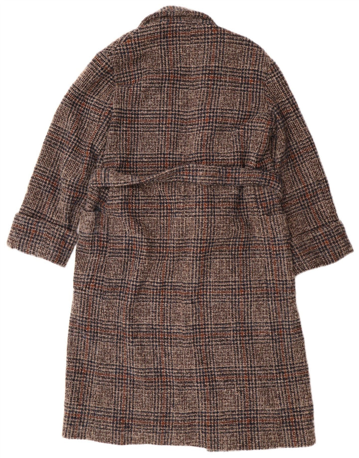 ZARA Womens Oversized Overcoat UK 6 XS Brown Check