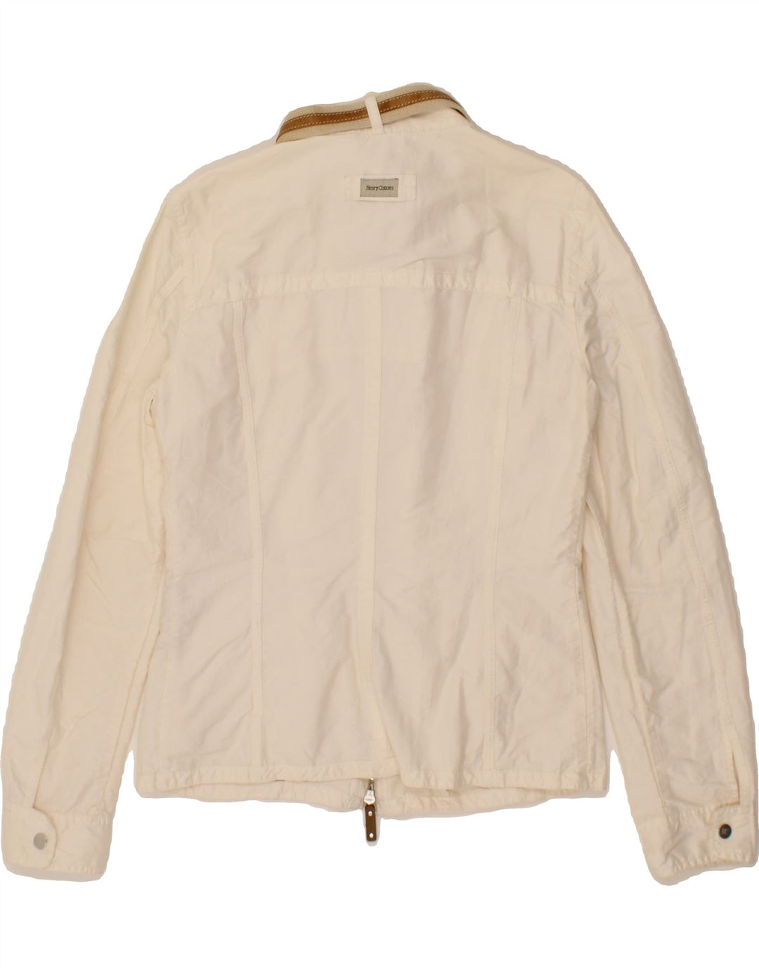 HENRY COTTONS Womens Bomber Jacket IT 44 Medium Off White Cotton Vintage Henry Cottons and Second-Hand Henry Cottons from Messina Hembry 