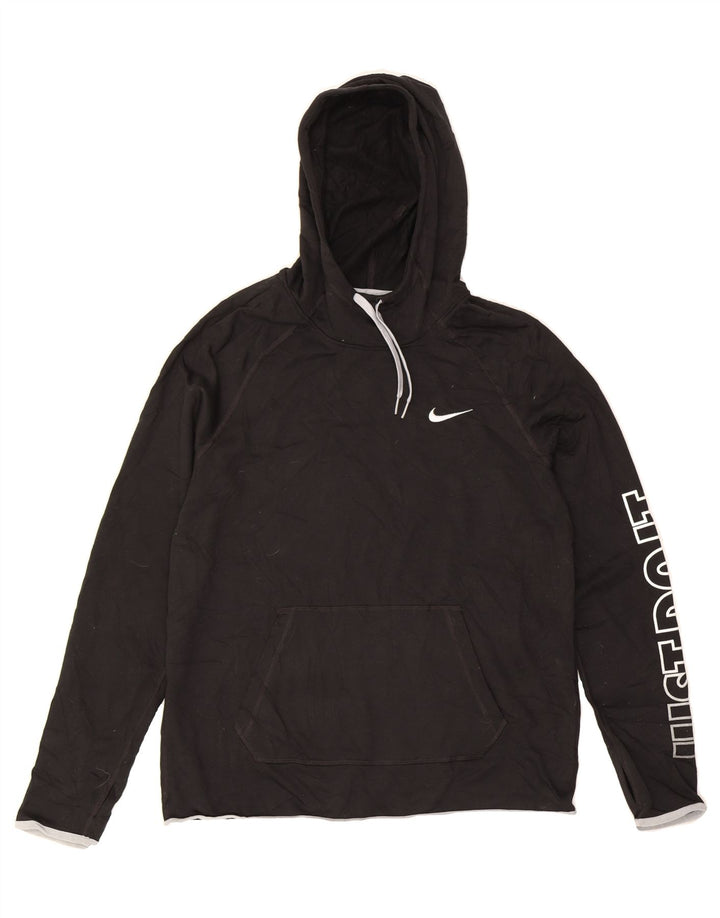 NIKE Womens Graphic Hoodie Jumper UK 14 Medium Black Polyester Vintage Nike and Second-Hand Nike from Messina Hembry 