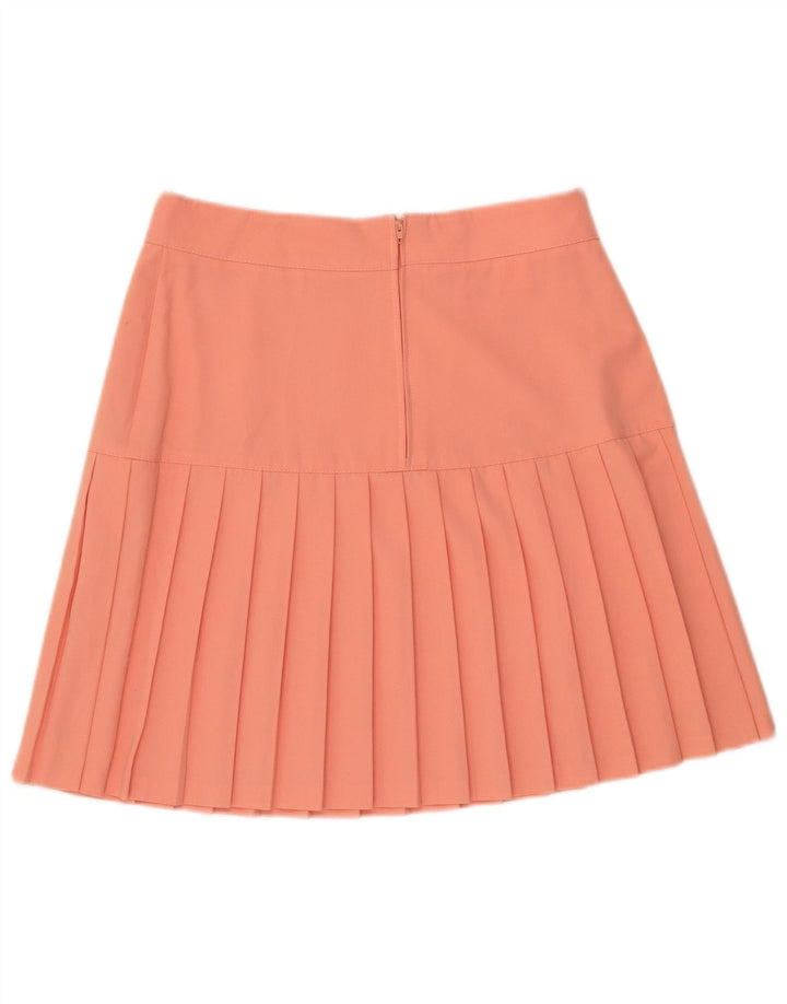Vintage Womens Pleated Skirt EU 42 Large W30 Orange Polyester