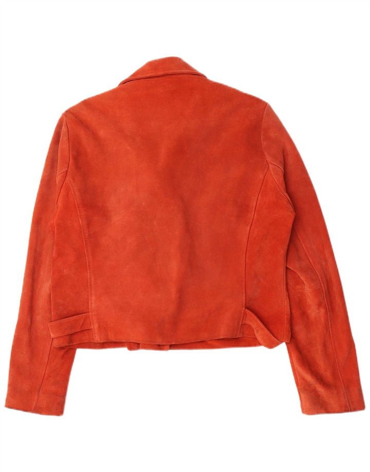 Topshop Womens Suede Biker Jacket UK 16 Large Pink Leather