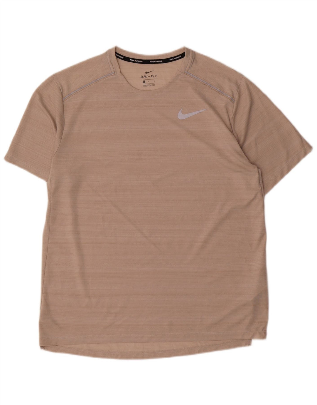 Nike Mens Dri Fit T-Shirt Top Large Pink Pinstripe Polyester