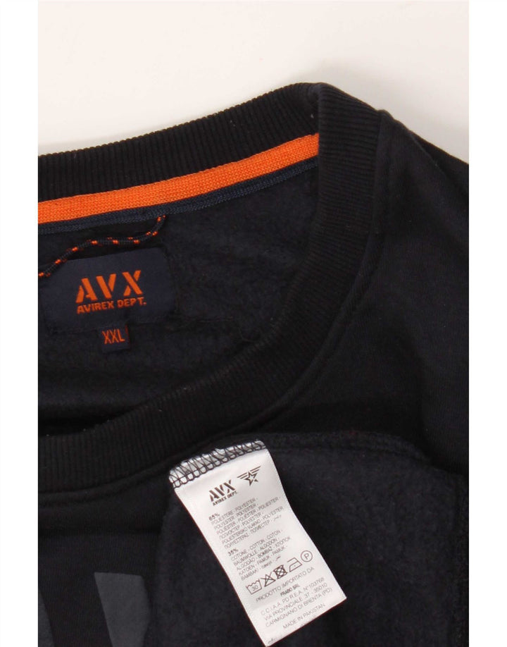 Avirex Mens Graphic Sweatshirt Jumper 2XL Navy Blue Polyester