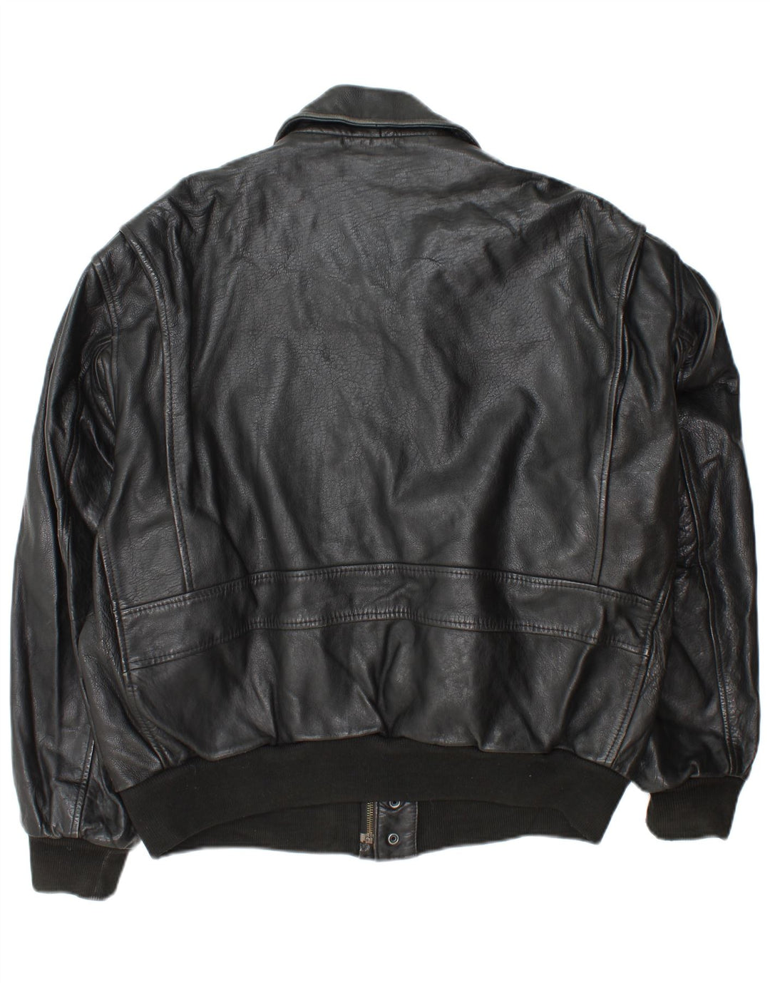 Vintage Mens Military Leather Jacket UK 42 XL Black Leather