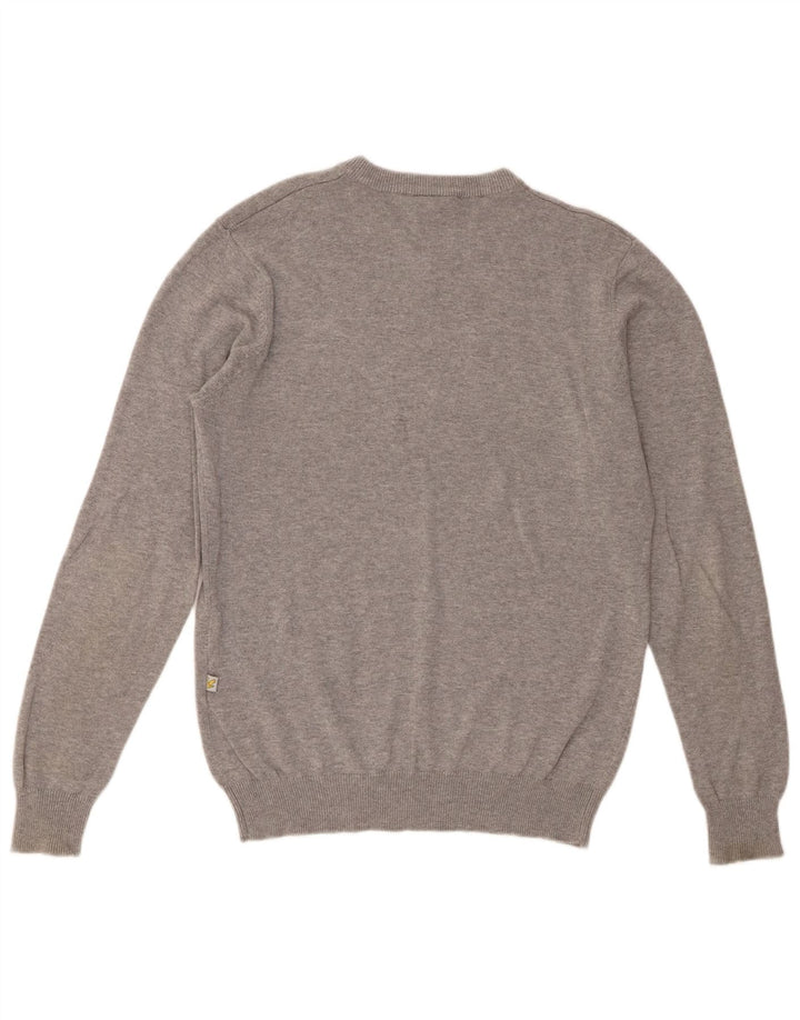 Lyle & Scott Mens V-Neck Jumper Sweater Medium Grey Cotton