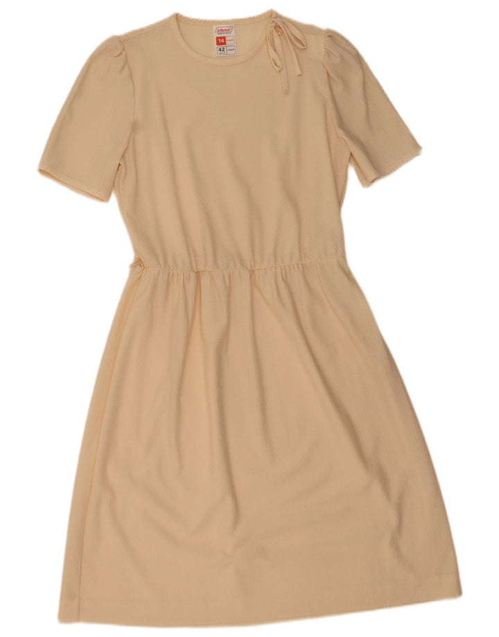 ST MICHAEL Womens Standard Fit A-Line Dress UK 14 Medium  Beige Polyester
