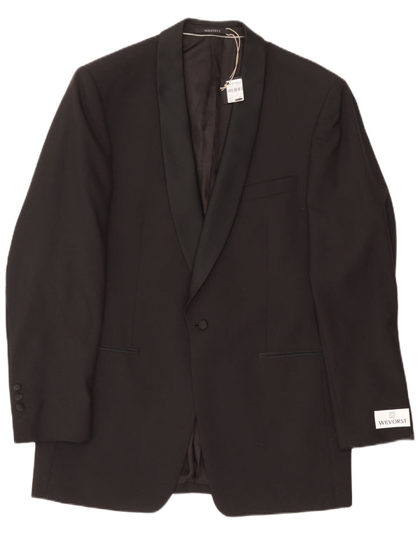 Wilvorst Mens 1 Button Blazer Jacket EU 50 Large Black Wool