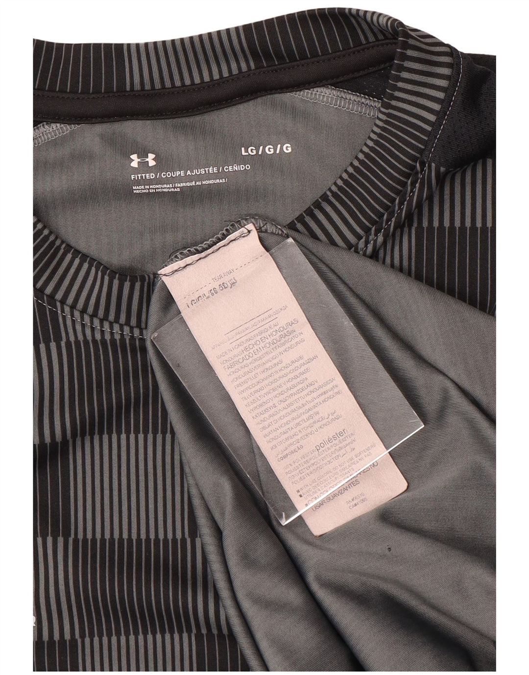 Under Armour Mens T-Shirt Top Large Grey Gingham Polyester