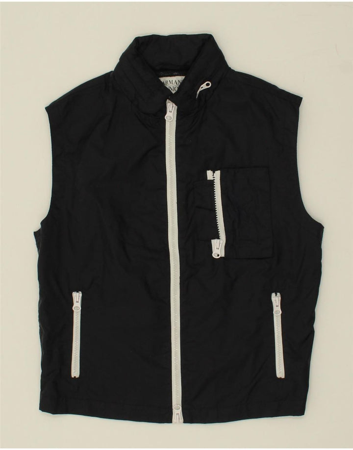 ARMANI JUNIOR Boys Hooded Gilet 11-12 Years Black Polyamide Vintage Armani Junior and Second-Hand Armani Junior from Messina Hembry 