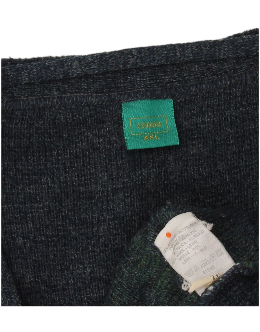 CANDA Mens Loose Fit Cardigan Sweater 2XL Navy Blue Argyle/Diamond Acrylic