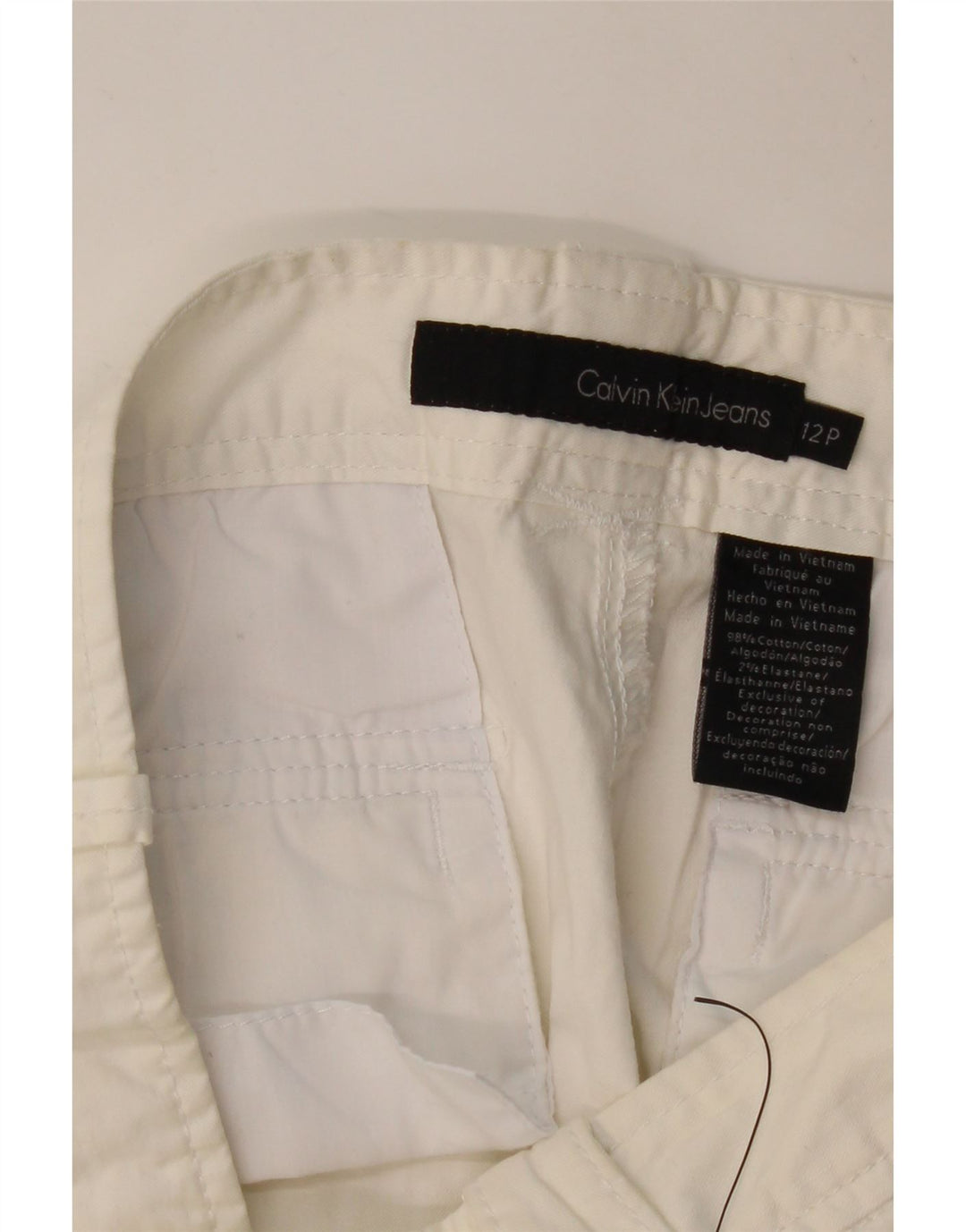 CALVIN KLEIN Womens Slim Capri Trousers US 12 Large W34 L19  Off White