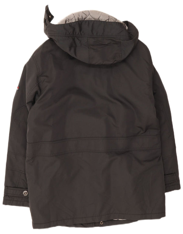 Navigare Mens Hooded Loose Fit Parka Jacket UK 38 Medium Black